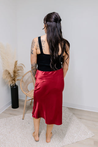 Satin Skirt - Ruby