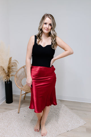 Satin Skirt - Ruby