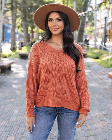 Grace & Lace | Boyfriend Slouchy Knit Sweater - Ginger Spice