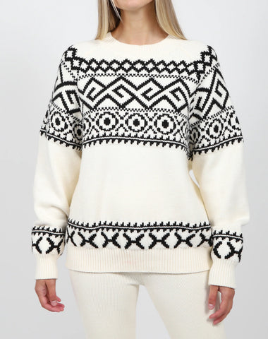 ~ Brunette ~ Fair Isle Knit Sweater - White