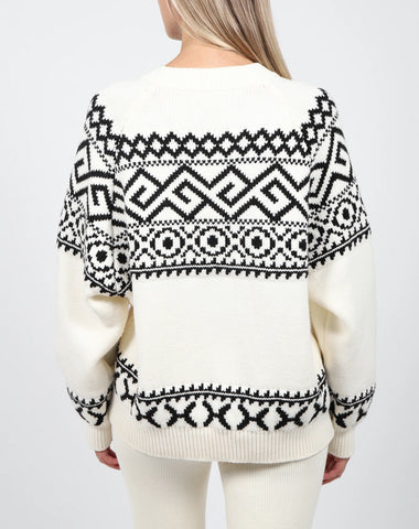 ~ Brunette ~ Fair Isle Knit Sweater - White