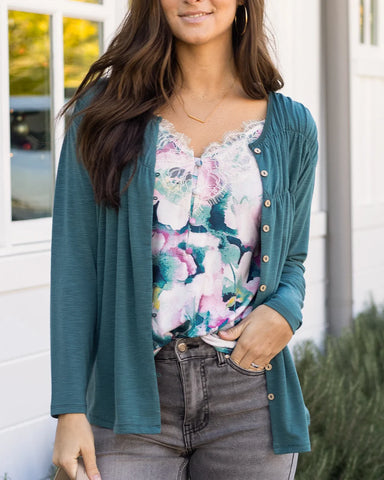 Grace & Lace | Button Lace Trim Cami - Watercolor Floral