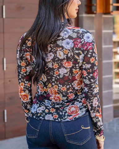 Grace & Lace | Fall Floral Mesh Top