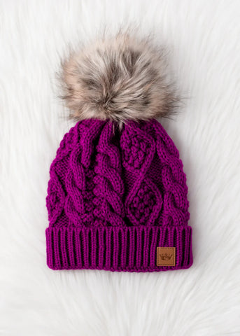 Cable Knit Toque - Grape