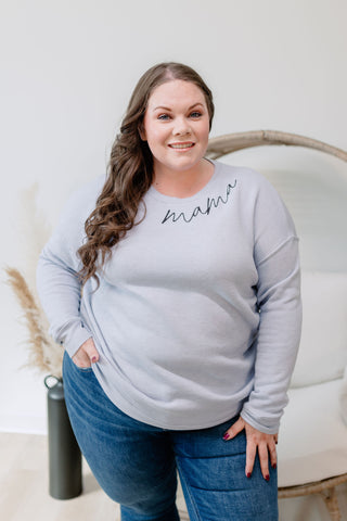 Curved Mama Crewneck - Periwinkle