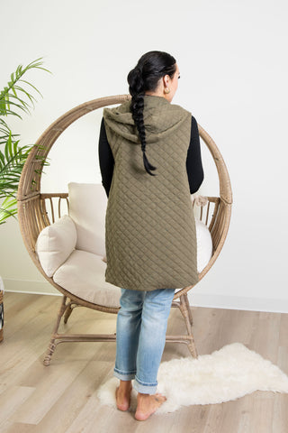 Ashlyn Quilted Vest - Olive