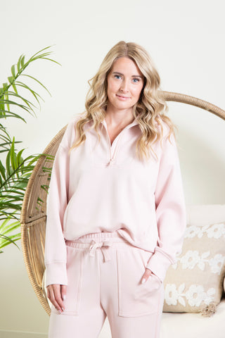 Butter Luxe Half Zip - Blush