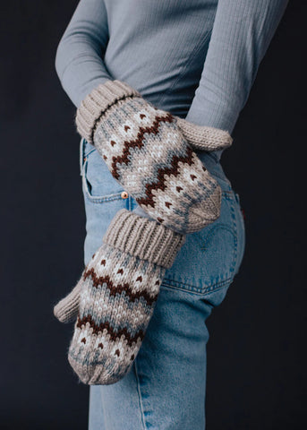 Solstice Knit Mittens - Grey