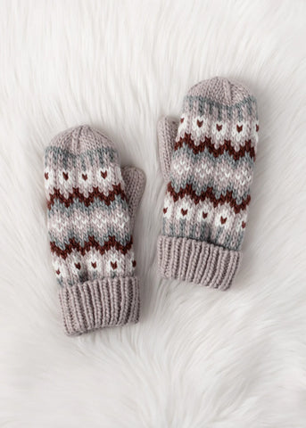 Solstice Knit Mittens - Grey