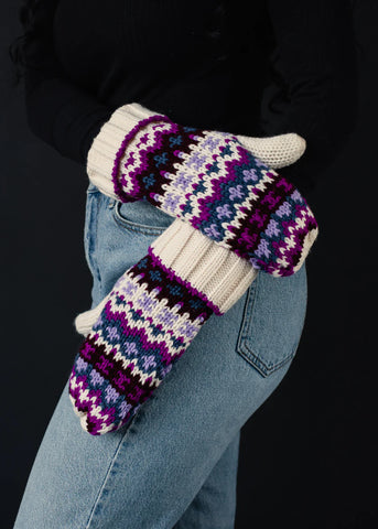 Solstice Knit Mittens - White