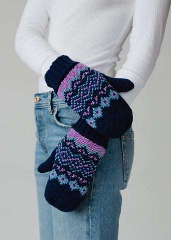 Solstice Knit Mittens - Navy