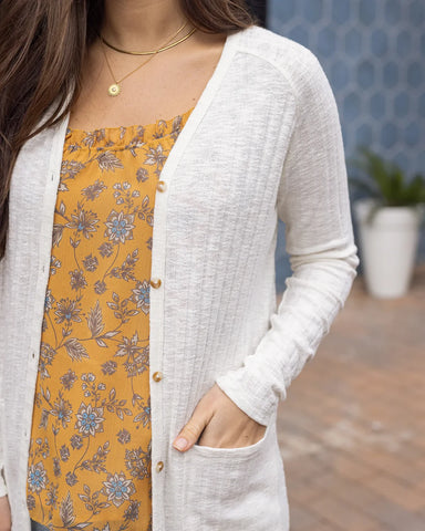 Grace & Lace | Ribbed Duster Cardigan - Ivory