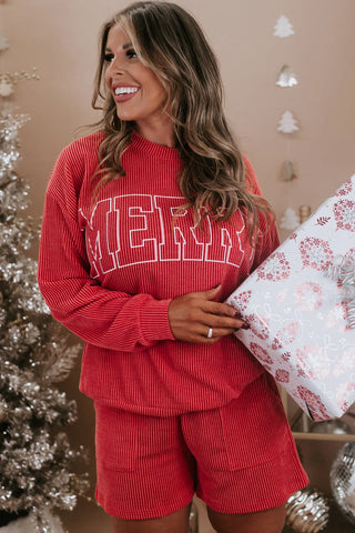 Merry Crewneck PJ Set - Red