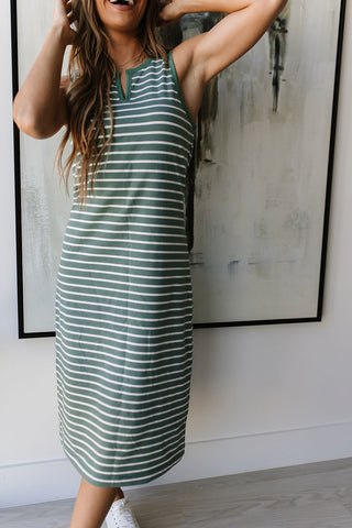 *Ampersand* Striped Midi Dress - Sweet Mint